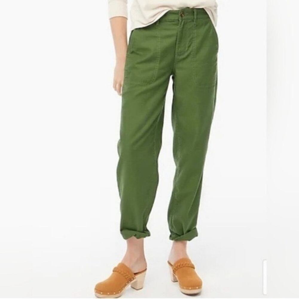 J.Crew Camp Utility Pant Tapered Leg 100% Cotton in Green Style AQ636 Sz. 6 Tall